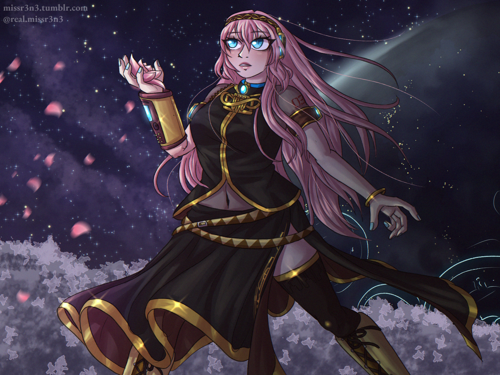 illustration of megurine luka as depicted in the music video for corruption garden