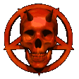 demonic red skull on pentagram